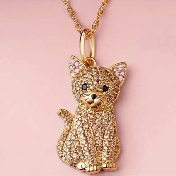 Cat Necklace/ Pendant Goldtone with Chain. Adorable ! - Picture 1 of 6